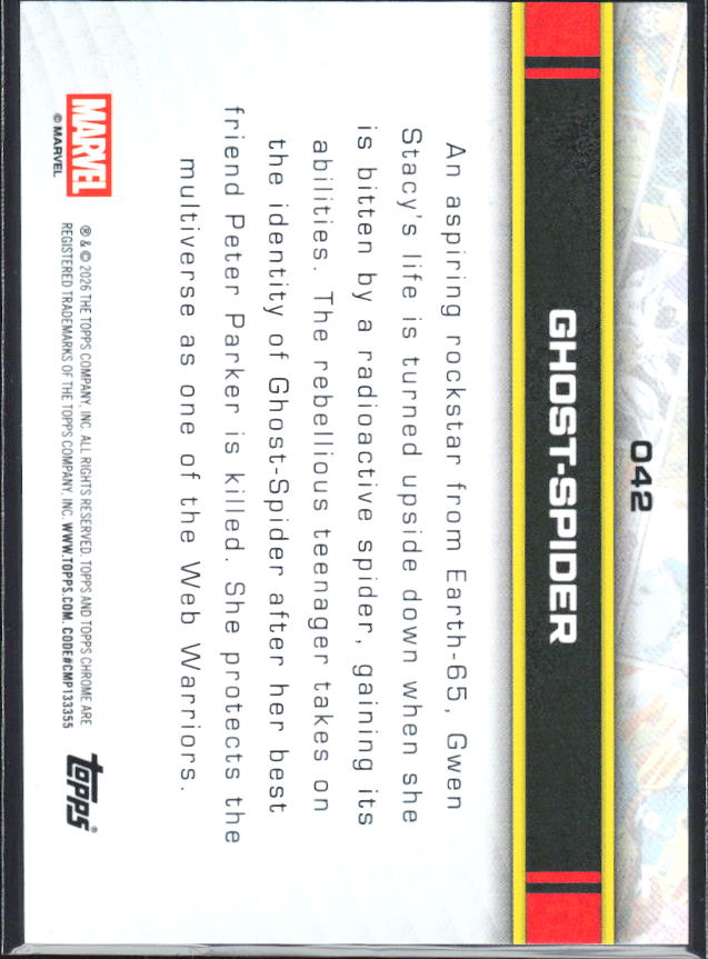 2026 Topps Chrome Marvel Comics #42 Ghost-Spider - baksida