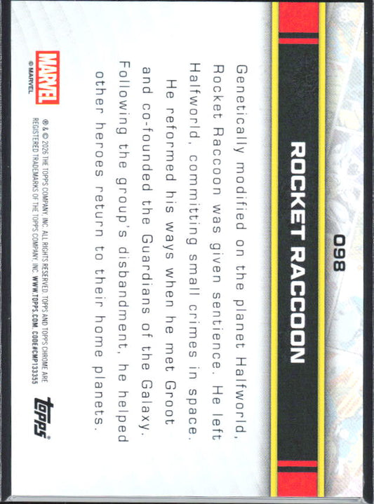 2026 Topps Chrome Marvel Comics #98 Rocket Raccoon - baksida