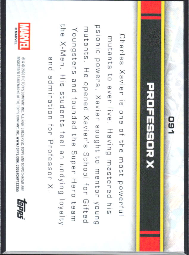 2026 Topps Chrome Marvel Comics #91 Professor X - baksida