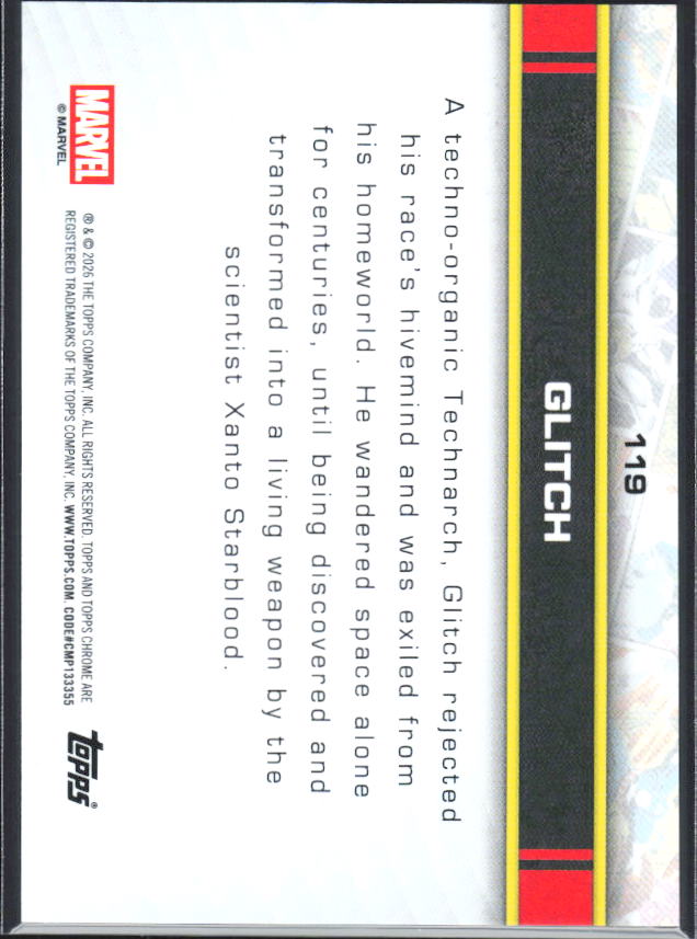 2026 Topps Chrome Marvel Comics #119 Glitch - baksida