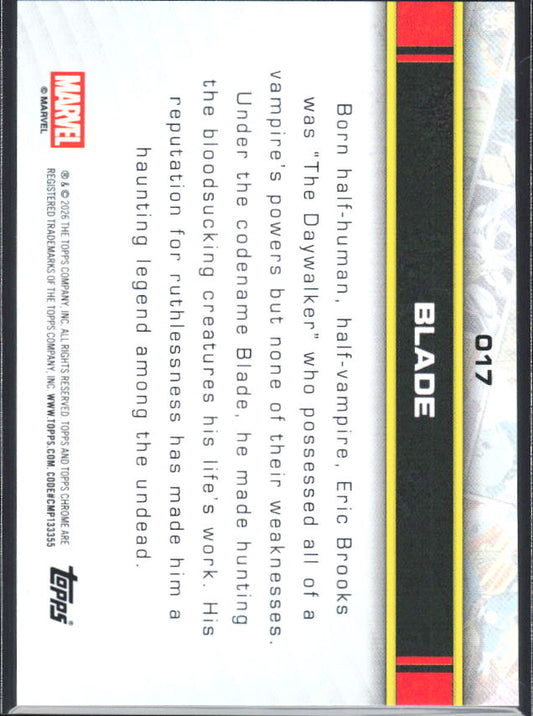 2026 Topps Chrome Marvel Comics #17 Blade - baksida