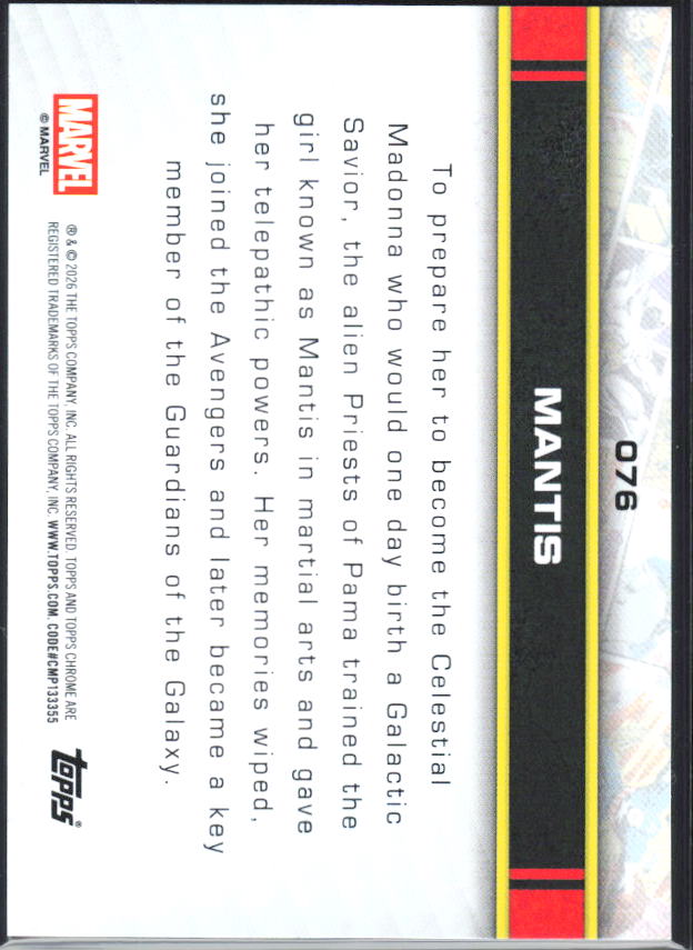 2026 Topps Chrome Marvel Comics #76 Mantis - baksida