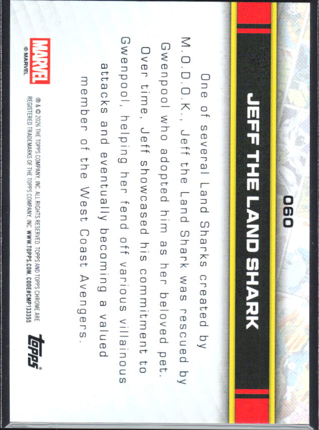 2026 Topps Chrome Marvel Comics #60 Jeff the Land Shark - baksida