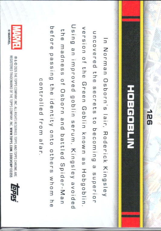 2026 Topps Chrome Marvel Comics #126 Hobgoblin - baksida