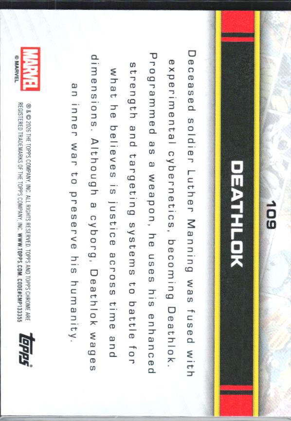 2026 Topps Chrome Marvel Comics #109 Deathlok - baksida