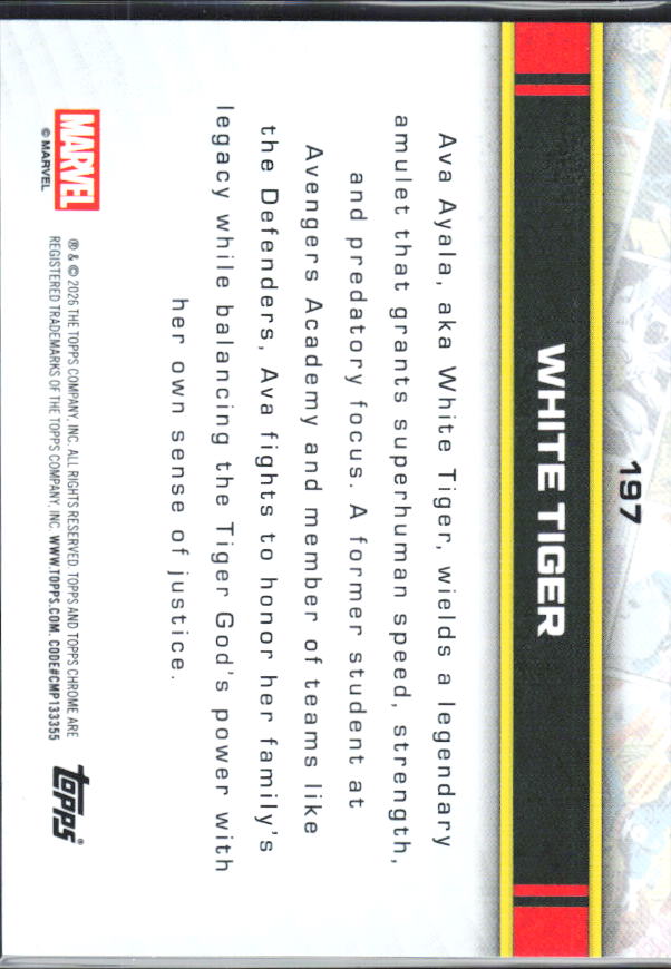 2026 Topps Chrome Marvel Comics #197 White Tiger - baksida