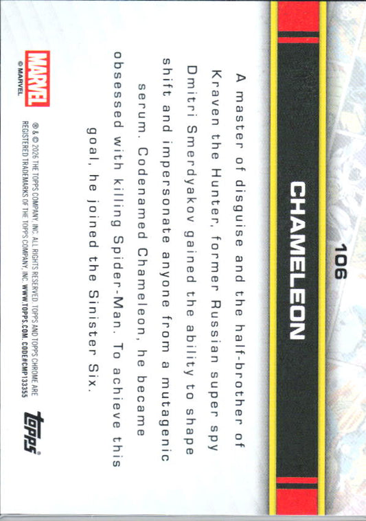 2026 Topps Chrome Marvel Comics #106 Chameleon - baksida