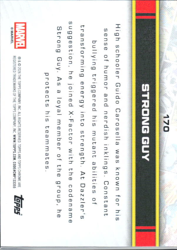 2026 Topps Chrome Marvel Comics #170 Strong Guy - baksida