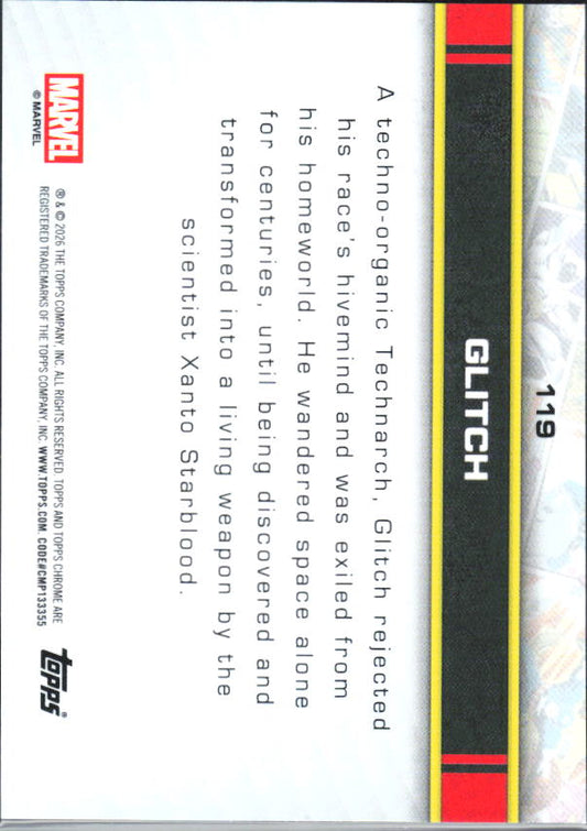 2026 Topps Chrome Marvel Comics #119 Glitch - baksida