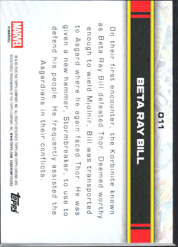 2026 Topps Chrome Marvel Comics #11 Beta Ray Bill - baksida