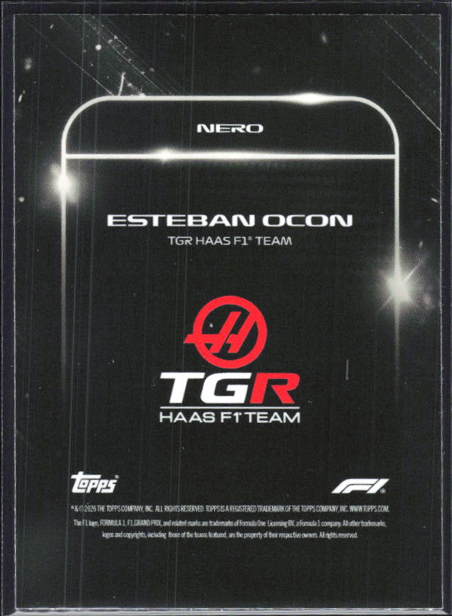 2026 Topps Formula 1 Lights Out Nero Esteban Ocon - baksida