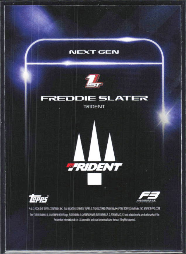 2026 Topps Formula 1 Lights Out Next Gen Freddie Slater - baksida