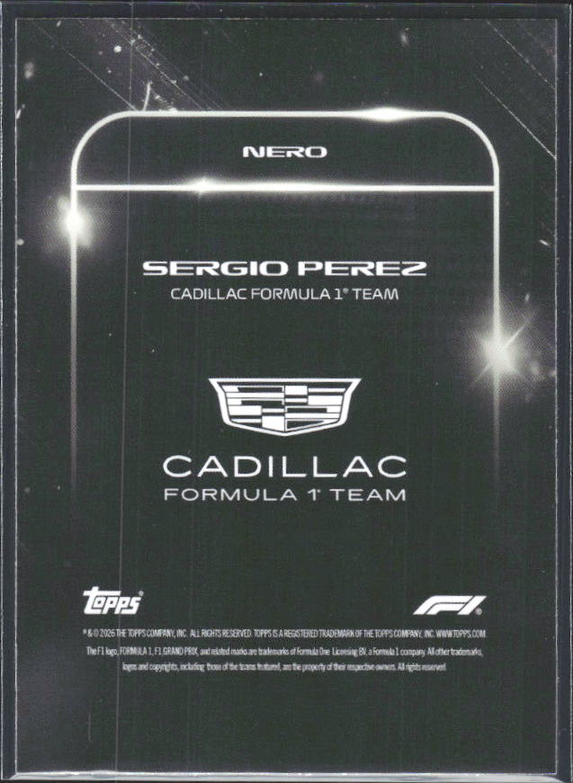 2026 Topps Formula 1 Lights Out Nero Sergio Perez - baksida