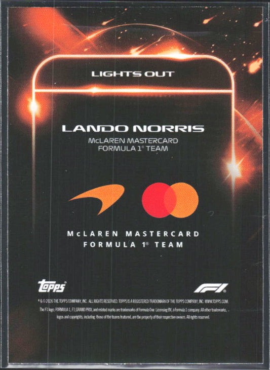 2026 Topps Formula 1 Lights Out Lights Out Lando Norris - baksida