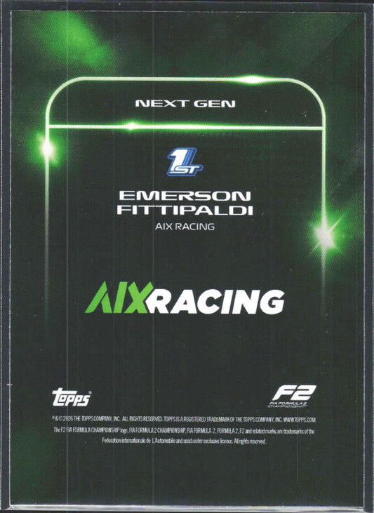 2026 Topps Formula 1 Lights Out Next Gen Emerson Fittipaldi - baksida