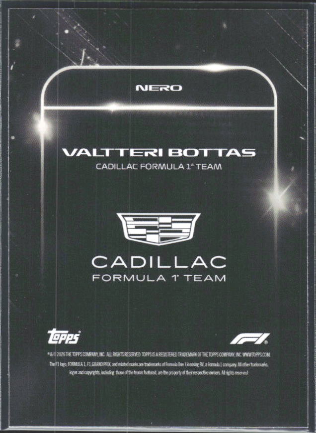 2026 Topps Formula 1 Lights Out Nero Valtteri Bottas - baksida