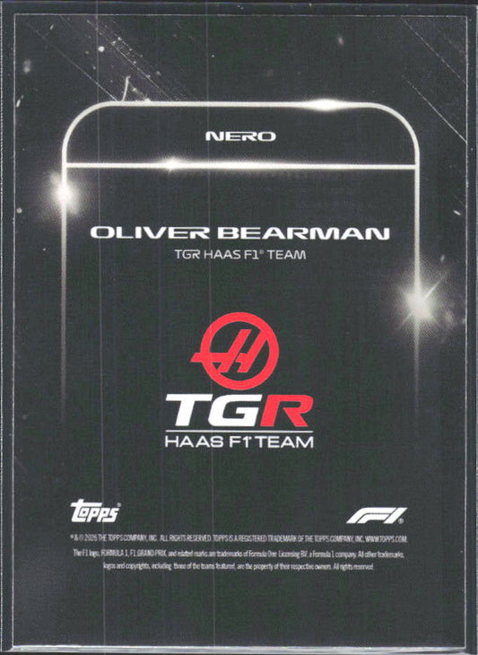 2026 Topps Formula 1 Lights Out Nero Oliver Bearman - baksida