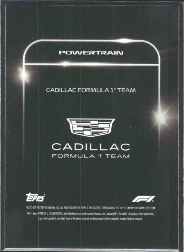 2026 Topps Formula 1 Lights Out Powertrain Graeme Lowdon / Sergio Perez / Valtteri Bottas - baksida