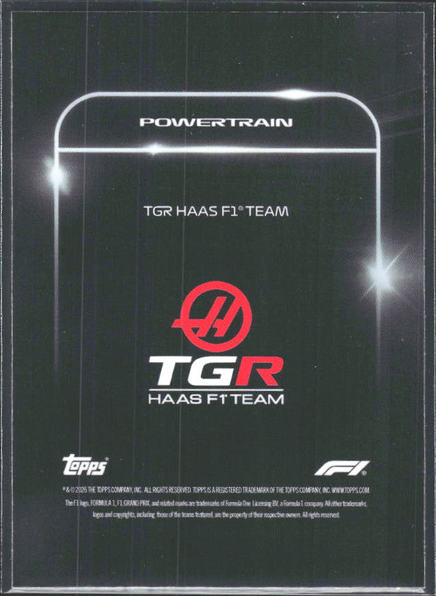 2026 Topps Formula 1 Lights Out Powertrain Ayao Komatsu / Esteban Ocon / Oliver Bearman - baksida