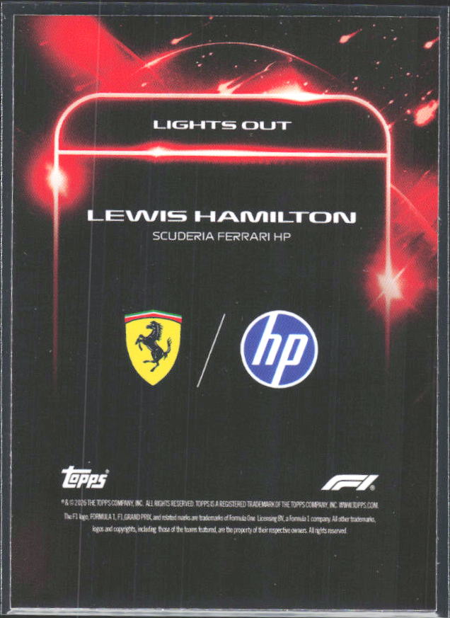 2026 Topps Formula 1 Lights Out Lights Out Lewis Hamilton - baksida