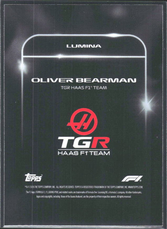 2026 Topps Formula 1 Lights Out Lumina Oliver Bearman - baksida