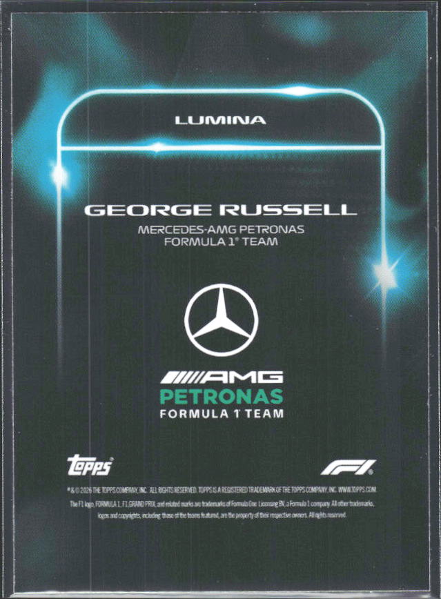 2026 Topps Formula 1 Lights Out Lumina George Russell - baksida