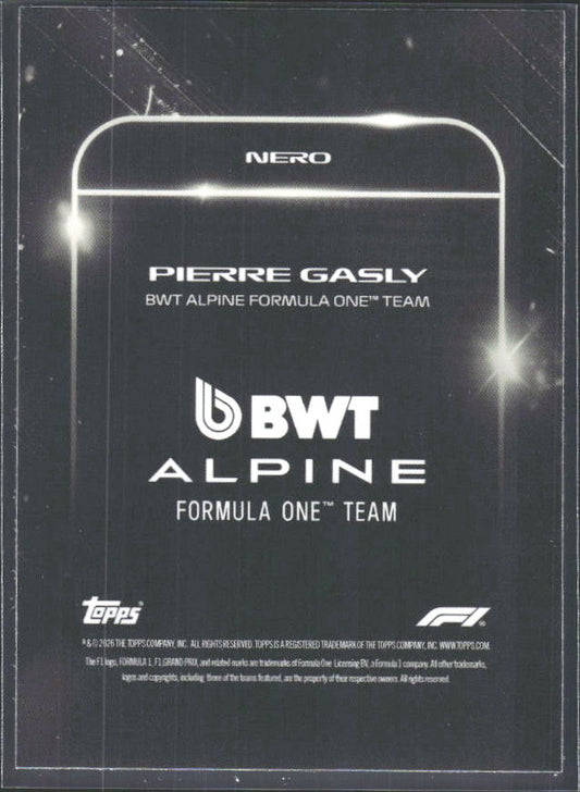 2026 Topps Formula 1 Lights Out Nero Pierre Gasly - baksida
