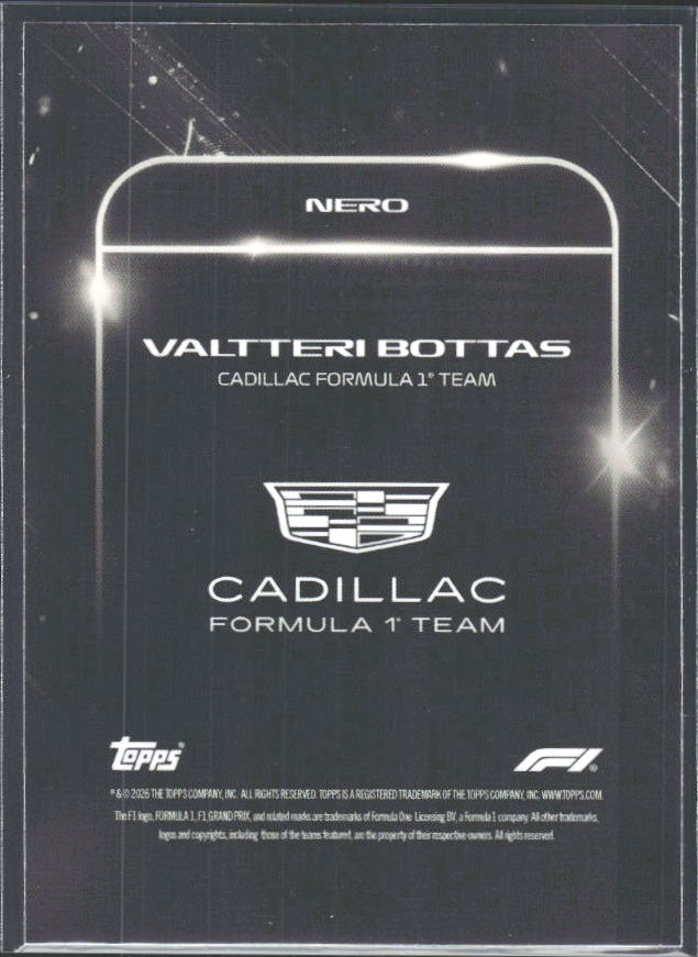 2026 Topps Formula 1 Lights Out Nero Valtteri Bottas - baksida