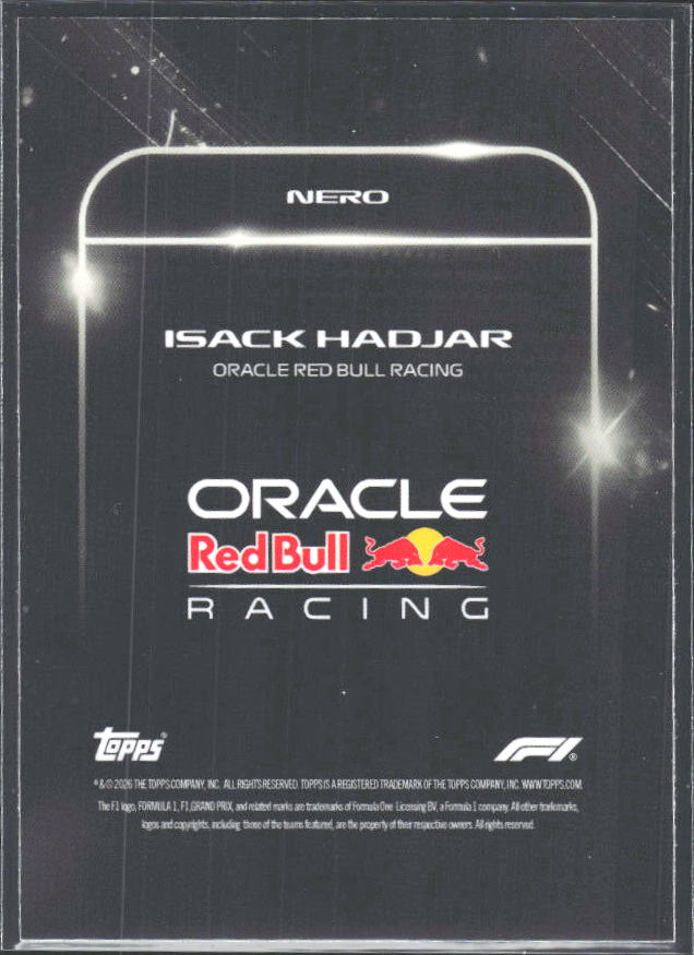 2026 Topps Formula 1 Lights Out Nero Isack Hadjar - baksida
