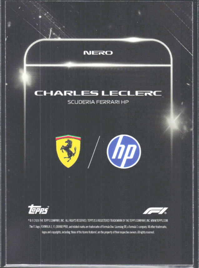2026 Topps Formula 1 Lights Out Nero Charles Leclerc - baksida