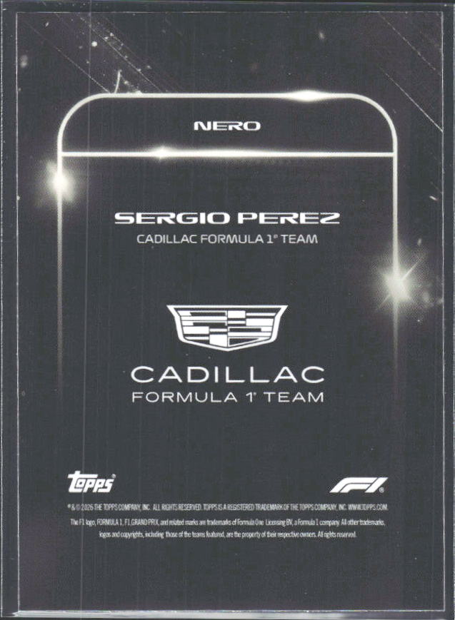 2026 Topps Formula 1 Lights Out Nero Sergio Perez - baksida