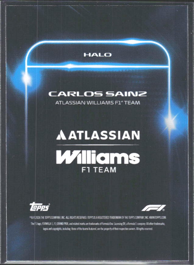 2026 Topps Formula 1 Lights Out Halo Carlos Sainz - baksida