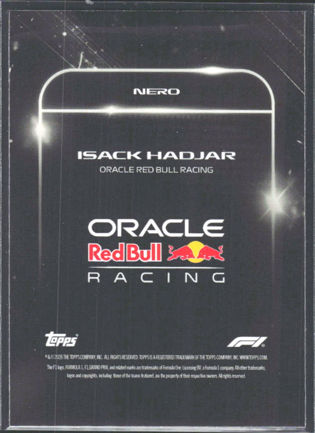 2026 Topps Formula 1 Lights Out Nero Isack Hadjar - baksida