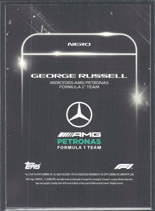 2026 Topps Formula 1 Lights Out Nero George Russell - baksida