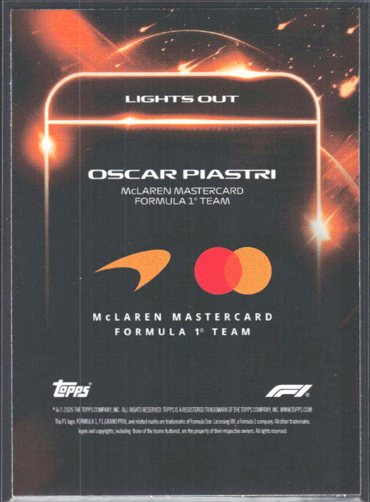 2026 Topps Formula 1 Lights Out Lights Out Oscar Piastri - baksida