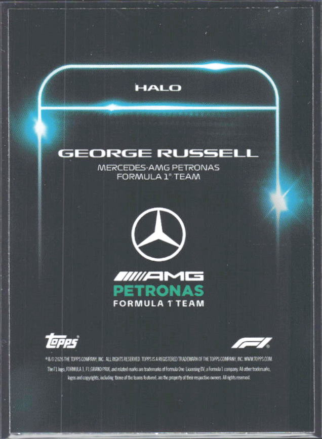 2026 Topps Formula 1 Lights Out Halo George Russell - baksida