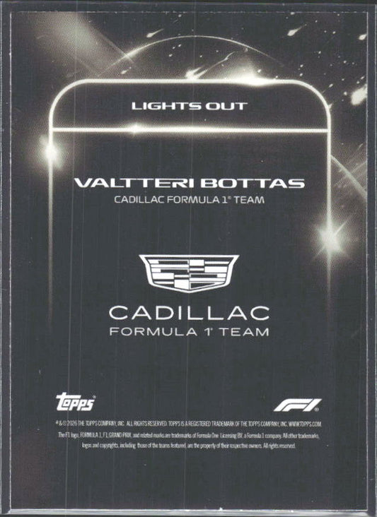 2026 Topps Formula 1 Lights Out Lights Out Valtteri Bottas - baksida