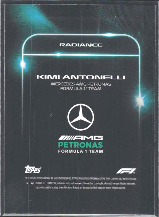 2026 Topps Formula 1 Lights Out Radiance Kimi Antonelli - baksida