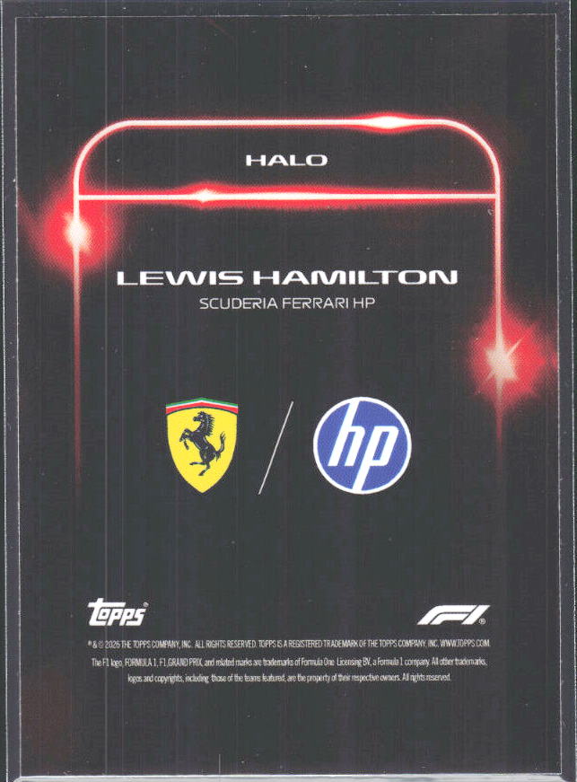 2026 Topps Formula 1 Lights Out Halo Lewis Hamilton - baksida