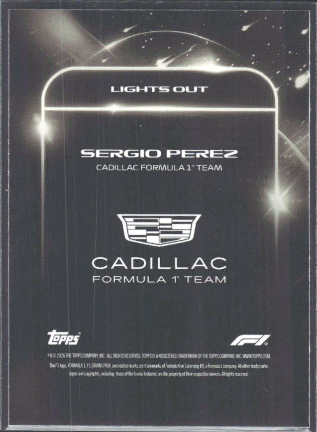 2026 Topps Formula 1 Lights Out Lights Out Sergio Perez - baksida