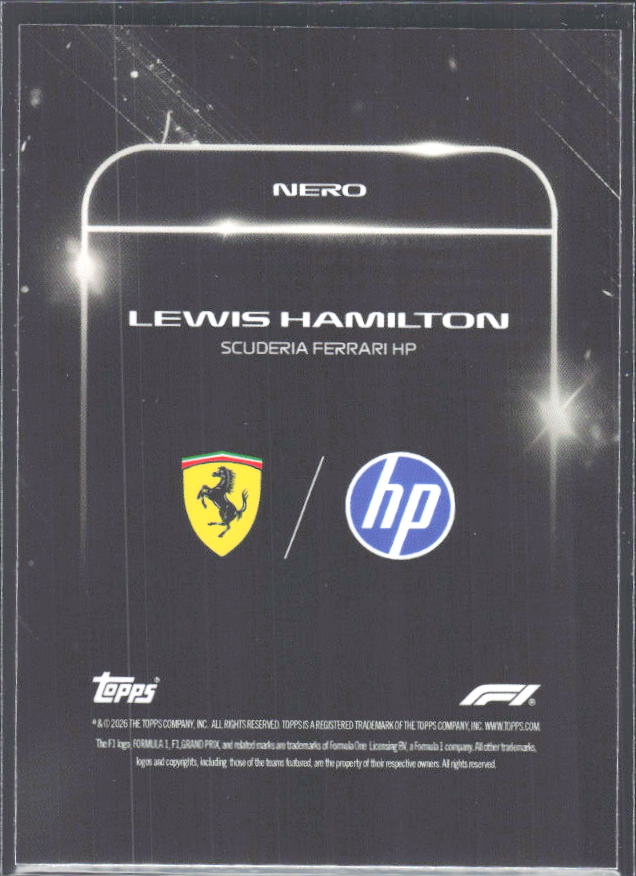 2026 Topps Formula 1 Lights Out Nero Lewis Hamilton - baksida