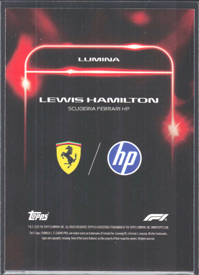 2026 Topps Formula 1 Lights Out Lumina Lewis Hamilton - baksida