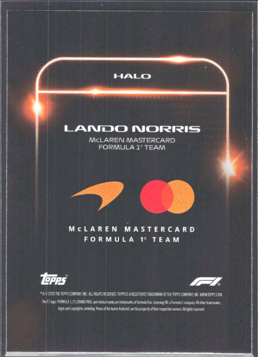 2026 Topps Formula 1 Lights Out Halo Lando Norris - baksida