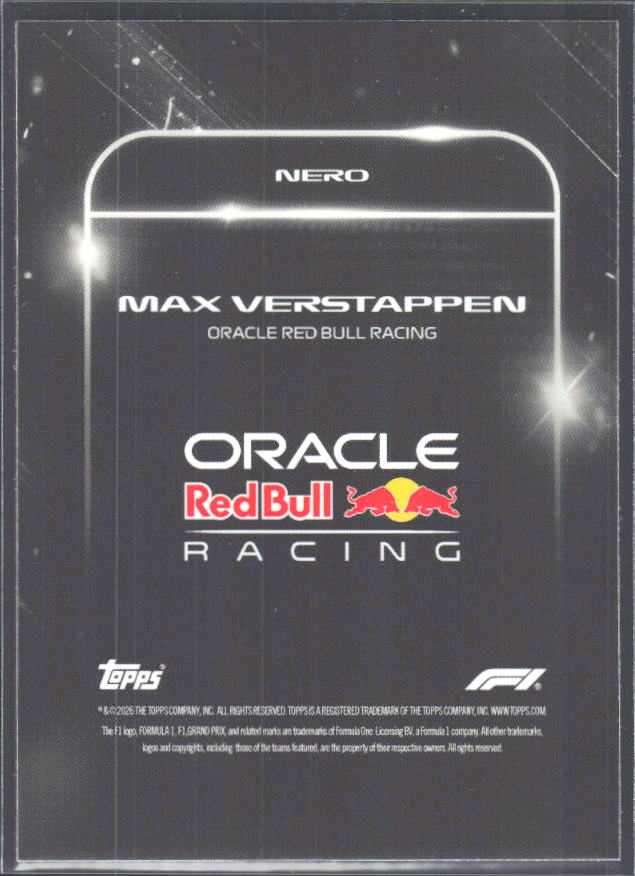 2026 Topps Formula 1 Lights Out Nero Max Verstappen - baksida