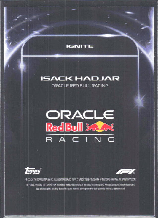 2026 Topps Formula 1 Lights Out Ignite Isack Hadjar - baksida