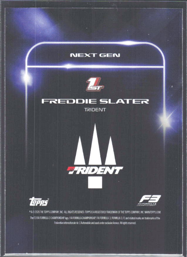 2026 Topps Formula 1 Lights Out Next Gen Freddie Slater - baksida