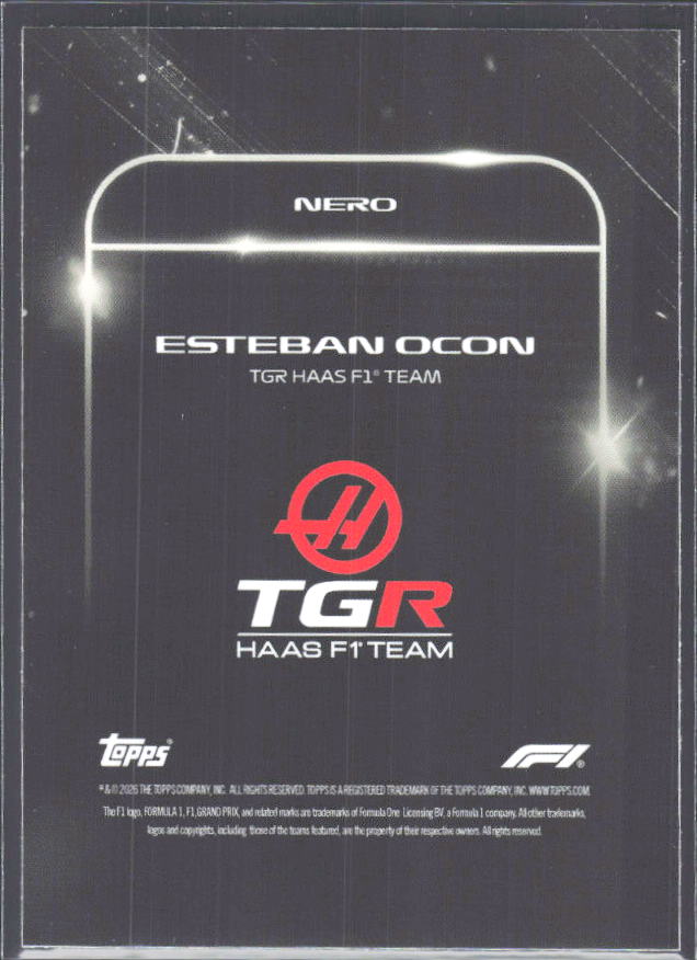 2026 Topps Formula 1 Lights Out Nero Esteban Ocon - baksida