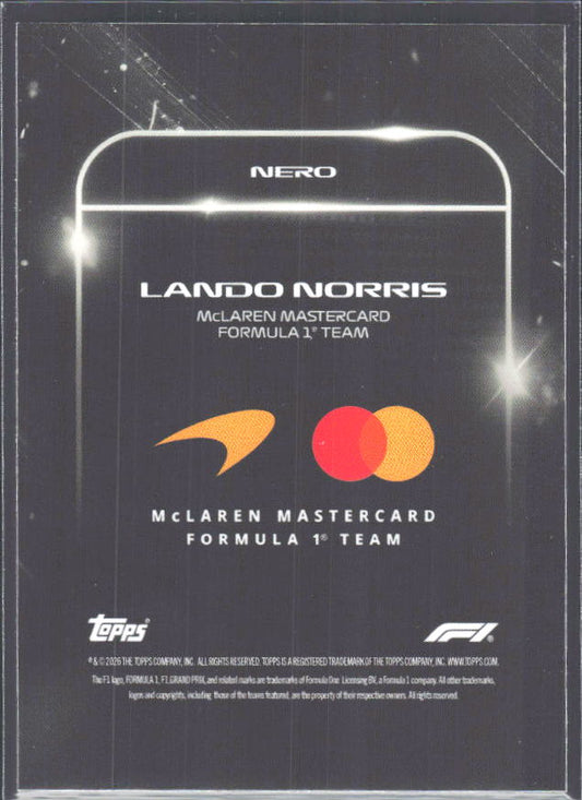 2026 Topps Formula 1 Lights Out Nero Lando Norris - baksida