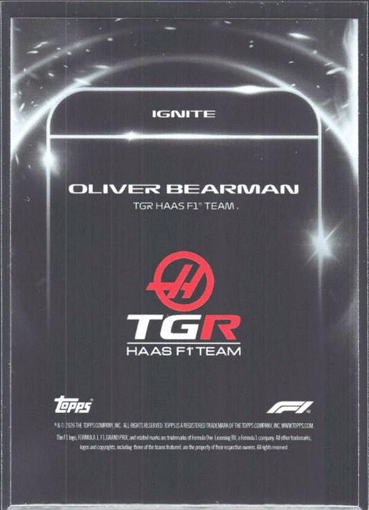 2026 Topps Formula 1 Lights Out Ignite Oliver Bearman - baksida
