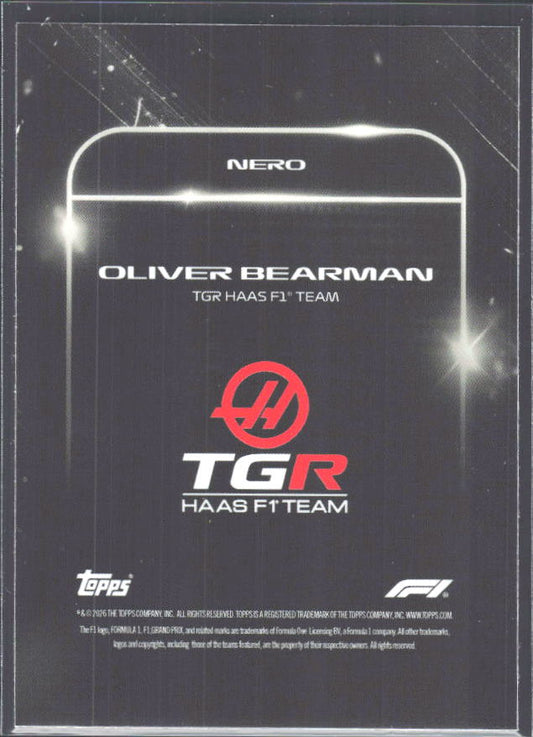 2026 Topps Formula 1 Lights Out Nero Oliver Bearman - baksida